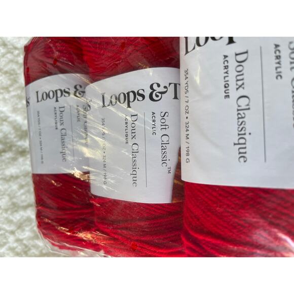 Loops & Threads Red Yarn 3 Pack Medium #4 Soft Classic 100% Acrylic 354 Yards - Picture 8 of 10